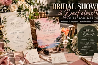 design bridal shower bachelorette invitations and matching stationery