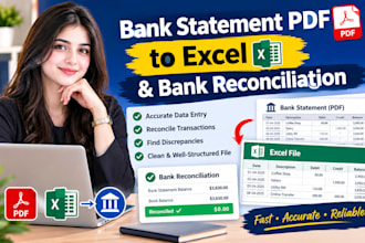 convert bank statement PDF to excel and do bank reconciliation