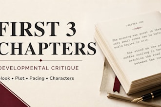developmental editing first 3 chapter manuscript critique for plot pacing hook