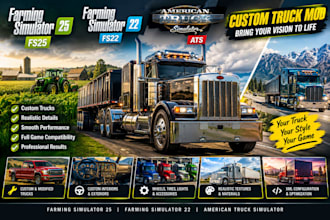 create farming simulator fs25 american truck simulator, fs22 custom truck mod