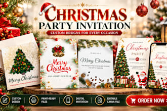 design party invitation card christmas invitation design digital invitation card
