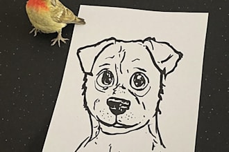 draw pet portrait, dog, cat, bird