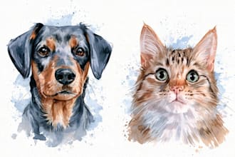 draw a watercolour portrait of your beloved pet