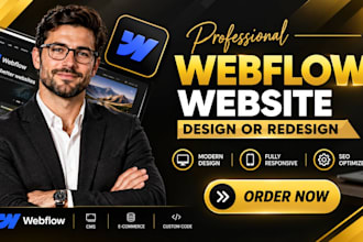 build webflow website design or redesign webflow website development