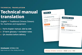 translate technical manuals from english to traditional chinese