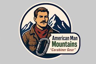 do good american man mountains carabiner mascot logo with free source file