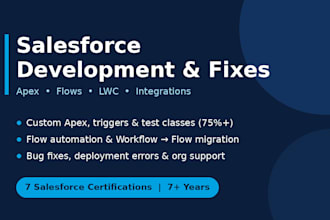 do salesforce development, apex, flows, automation and bug fixes