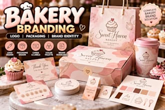 design bakery branding, logo, packaging and homemade bakery branding identity