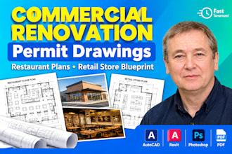 commercial renovation permit drawings, restaurant plans, retail store blueprint
