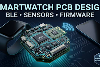 design smartwatch pcb, miniature wearable, ble, sensors and embedded firmware