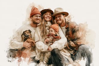 custom watercolor family portrait