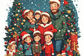 draw a christmas caricature for family