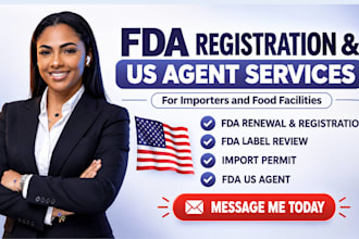 handle fda registration, fda compliance US agent, import permit and label review