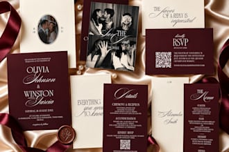 design luxury wedding invitation and wedding reception invitations