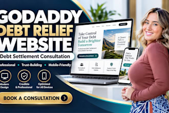 design a godaddy debt relief website for debt settlement consultations booking