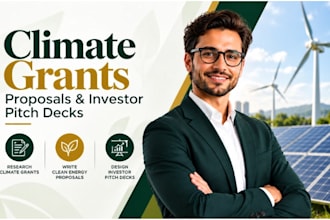 research climate grants write clean energy proposals design investor pitch deck