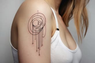 create a cute minimalistic line art tattoo design