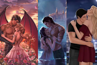 design nsfw semi realistic couple character art design for book cover without ai