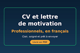 write a professional CV and cover letter in french