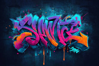 create graffiti text, tags, t shirts, and logo design