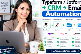 send typeform jotform form leads to crm and email in make n8n zapier