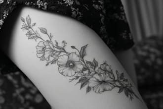 create a cute minimalistic line art tattoo design