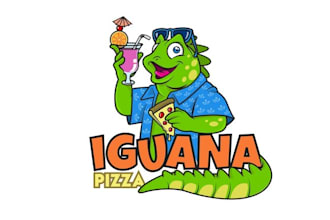 design playful logo for caribbean iguana pizza restaurant