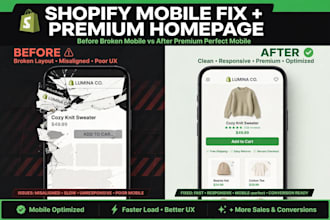 fix shopify mobile responsive and design premium homepage