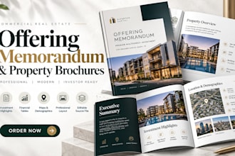 design commercial real estate offering memorandum and property brochures layouts