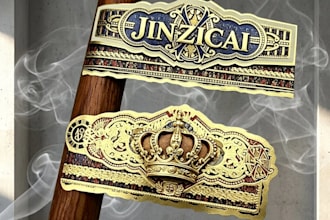 design modern cigar label, cigar band, cigar ring and cigar box and cigar logo