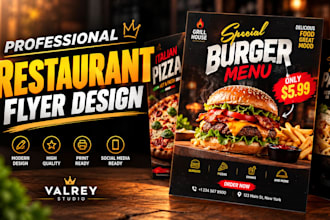 diseño de flyer profesional para restaurante y comida