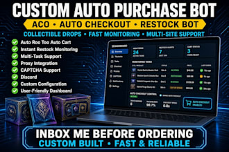 build auto checkout bot, auto buying bot, auto purchase bot, pokemon card bot