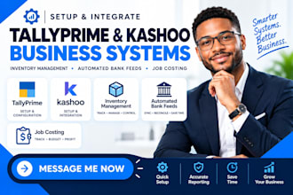 setup tallyprime kashoo inventory management automated bank feeds jobcosting