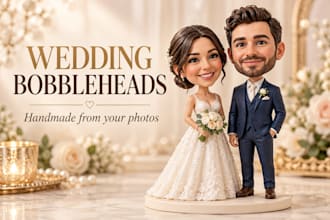 handmake custom bride and groom bobbleheads for your wedding