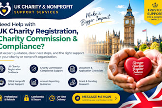 help with UK charity registration, charity commission and compliance