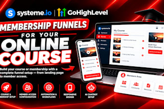 build systeme io and gohighlevel course and membership funnels