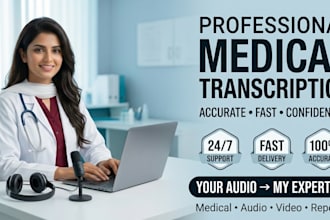 do medical transcription, medical typing and audio to text