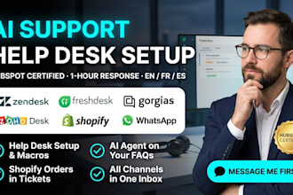 zendesk freshdesk gorgias zoho desk setup ai support agent shopify whatsapp