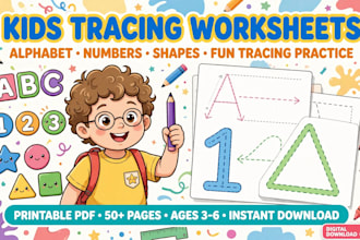 design kids tracing worksheet and preschool activities