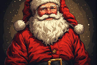 draw custom santa portrait illustrations