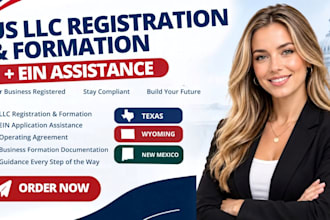 do us llc registration, formation and obtain ein for texas, wyoming, new mexico