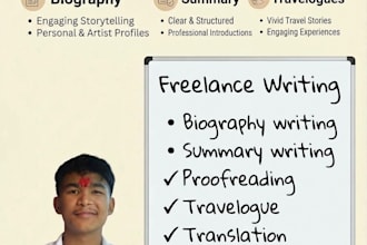 do professional summary writing biography and travel content