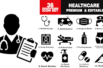 create clean medical vector icons and sets