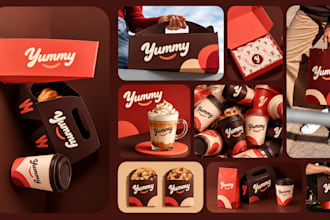 design restaurant branding, food brand identity, logo, menu design and packaging