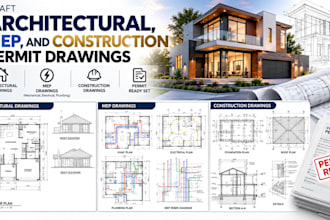 draft architectural, mep, and construction permit drawings
