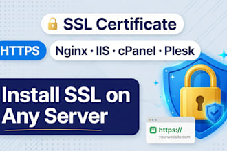 install SSL certificate on your server, iis, nginx, cpanel or plesk