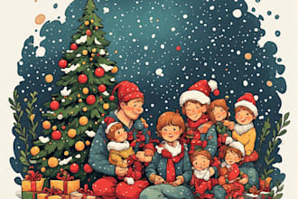 draw a custom christmas caricature for friends and family
