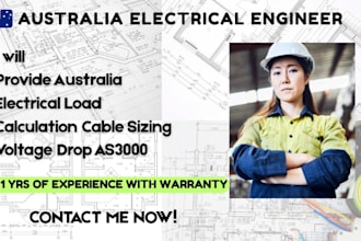 provide australia electrical load calculation cable sizing voltage drop as3000