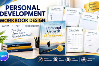 design a professional personal development workbook in canva