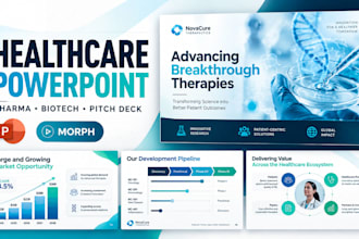 design healthcare powerpoint presentation and pharma biotech investor pitch deck